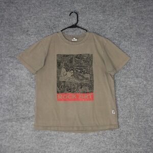 Rock Art Graphic T Shirt Mens M Brown Look Short Sleeve Tee Y2K Streetwear